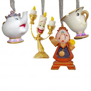 Disney Set of 4 Beauty & The Beast Resin HANGING DECORATIONS